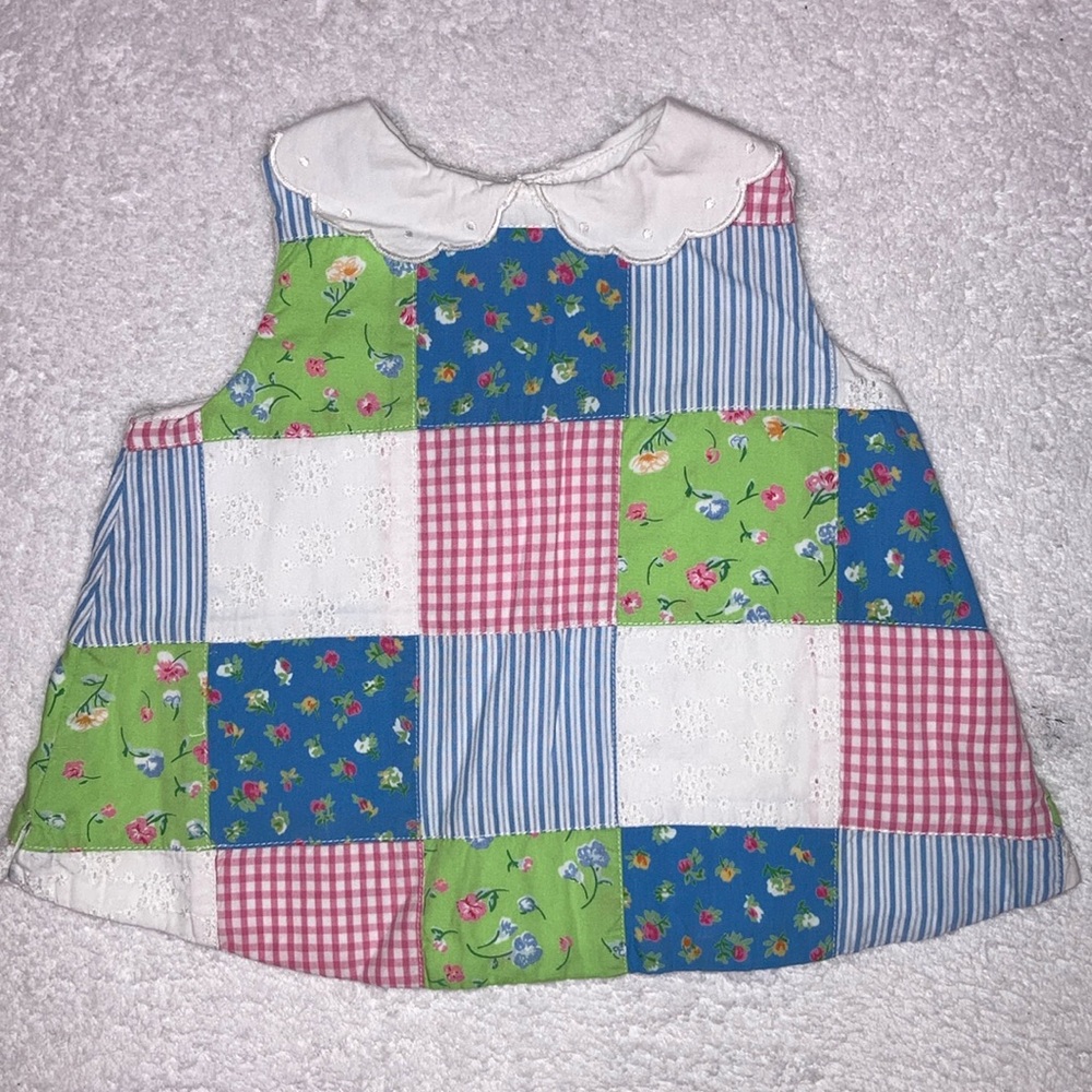 Vintage hartstrings baby patchwork sleeveless swing top 18m